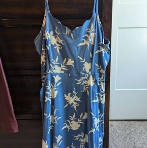 NWT 41 Hawthorne Scalloped-Edge Floral Dress - Large, Sky Blue